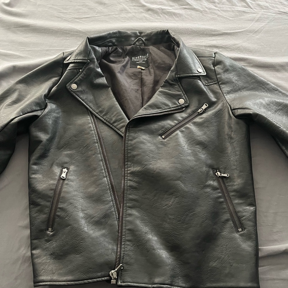 Riverdale Authentic Black Leather Patch Biker Jac… - image 2